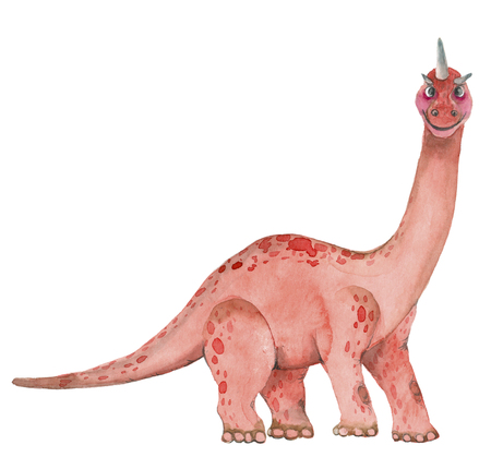 Watercolor dinosaurs brontosaurusの写真素材