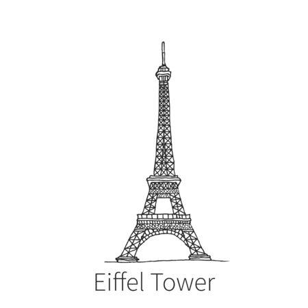 Famous Eiffel Tower drawing sketch illustration in France. Vector illustrationのイラスト素材