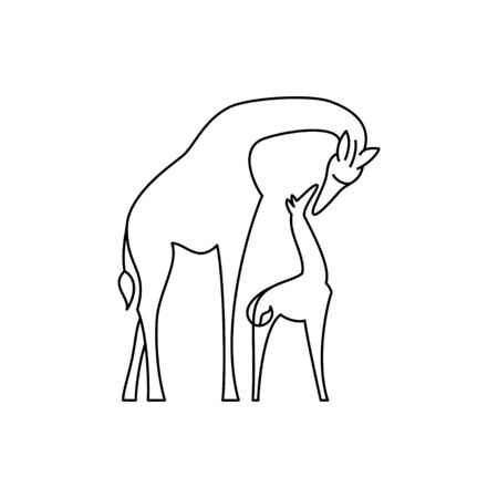 Giraffes family in lineのイラスト素材