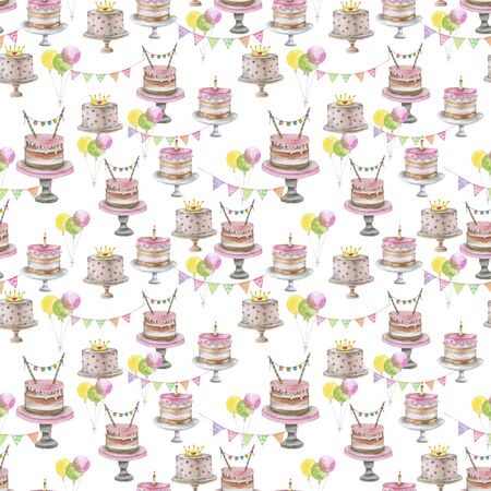 Watercolor party seamless patternの写真素材