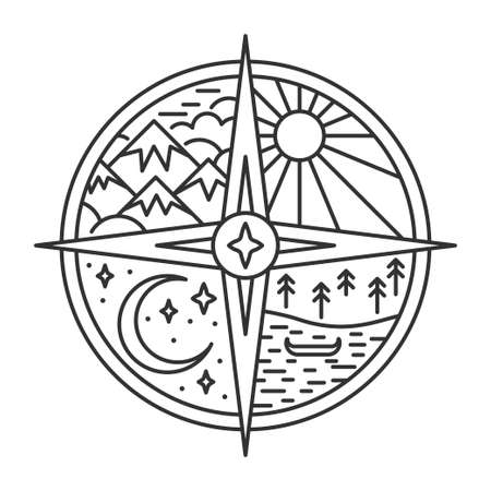 Compass in line artのイラスト素材