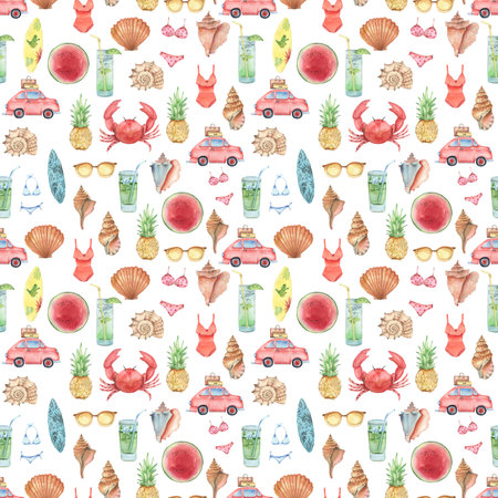 Watercolor summer patternの写真素材