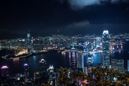 night view in HongKongのeditorial素材