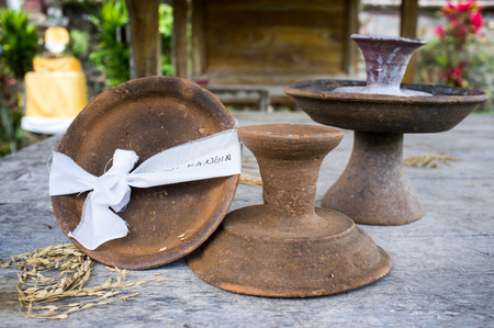Offering at Hindu temple, Bali, Indonesia