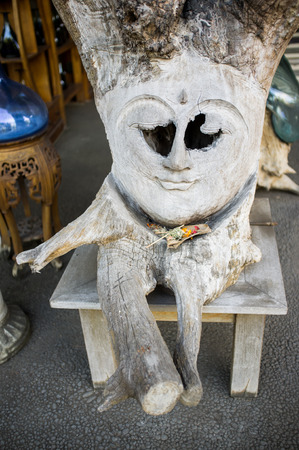 Wood carving, Mas, Bali, Indonesia, Asiaの写真素材