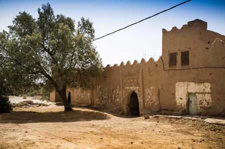 Old gates to Kasbah with tree, Morocco, Africa 