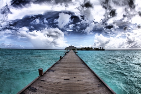 Pier stretching into the distance  Maldives  2010のeditorial素材