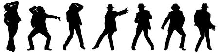 Silhouette of the man, dancing in style Michael Jackson の写真素材