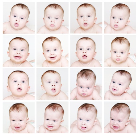 Different emotions of the five-months babyの写真素材