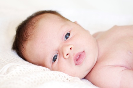Portrait of the happy newbornの写真素材