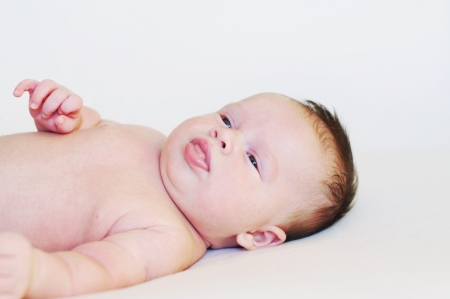 Portrait of the happy newbornの写真素材