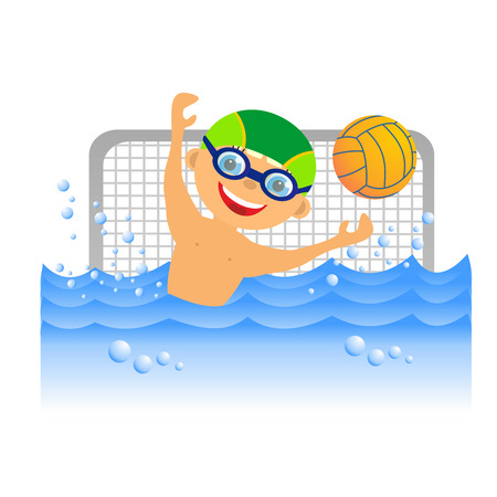 Childrens sport in summertime  Boy water polo playerの写真素材