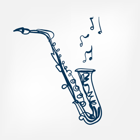 saxophone sketch vector illustration isolated design element isolatedのイラスト素材