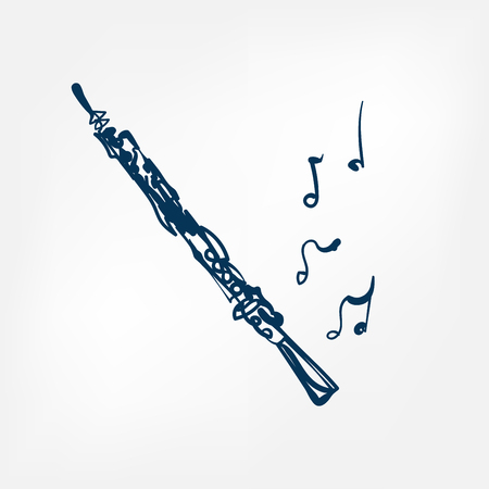 oboe sketch vector illustration isolated design element isolatedのイラスト素材