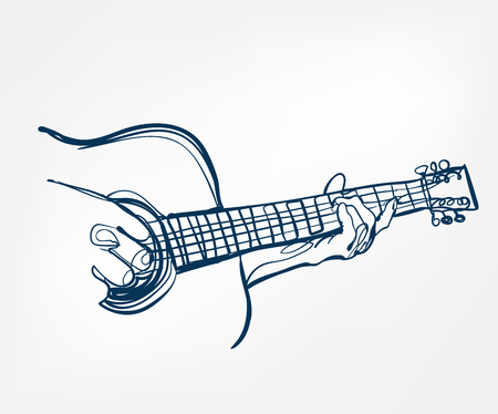 hands guitar sketch line vector designのイラスト素材