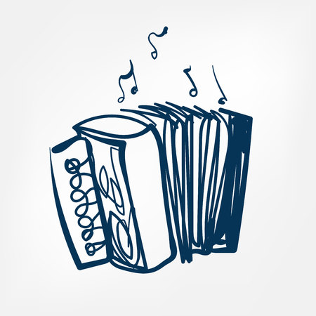 accordion sketch vector illustration isolated design element isolatedのイラスト素材