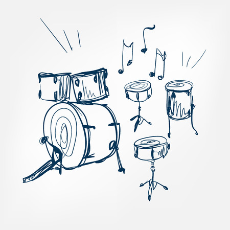 drum set sketch vector illustration isolated design element isolatedのイラスト素材