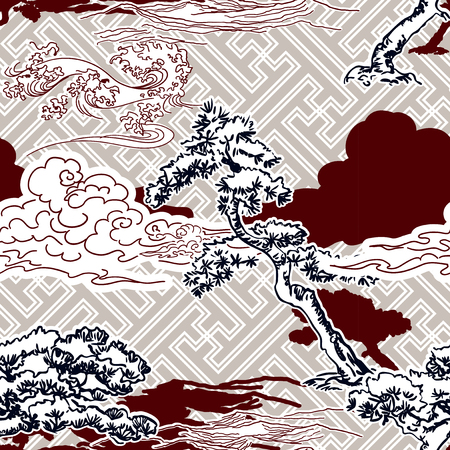 pine vector pattern japanese backdrop traditionalのイラスト素材