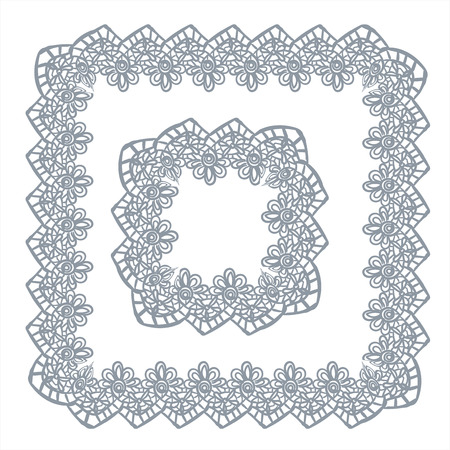 lace frame vector decorative design element background hand drawn squareのイラスト素材