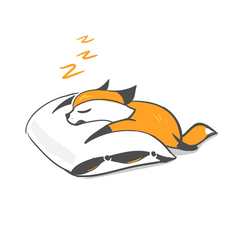 vector character fox baby sleep pillowのイラスト素材