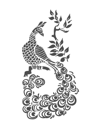vector bird peacock pattern peacock isolatedのイラスト素材
