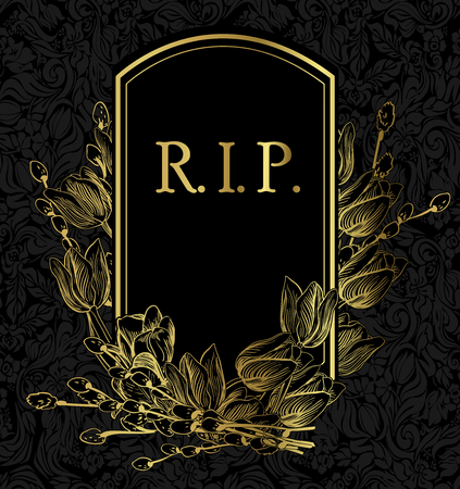 black gold vector card invitation floralのイラスト素材
