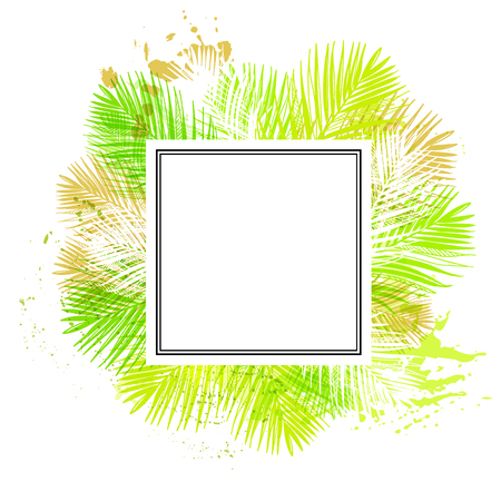 vector summer green card leaves palmのイラスト素材