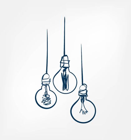 light bulb one line vector design elementのイラスト素材