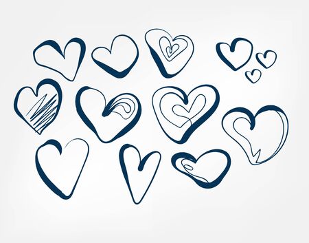 doodle hearts one line vector isolated designのイラスト素材