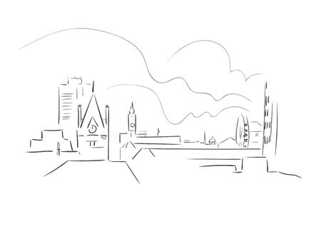 Middlesbrough United Kingdom Europe vector sketch city illustrationのイラスト素材