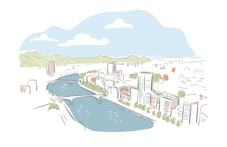 Belgium Liege Europe vector sketch city illustration lineのイラスト素材