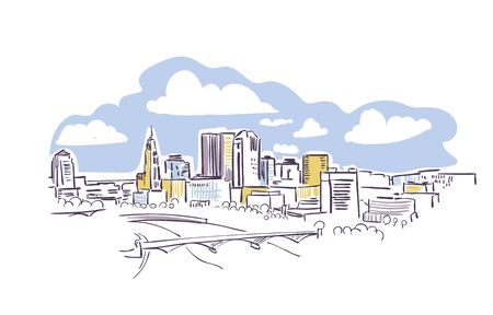 Columbus Ohio usa America vector sketch city illustrationのイラスト素材