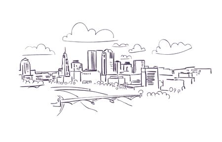 Columbus Ohio usa America vector sketch city illustrationのイラスト素材