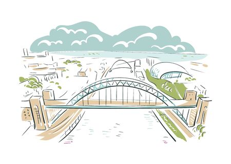 Newcastle United Kingdom Europe vector sketch city illustrationのイラスト素材