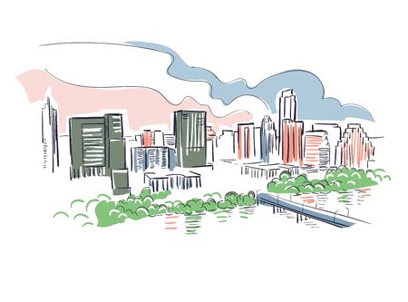 Austin Texas usa America vector sketch city illustrationのイラスト素材