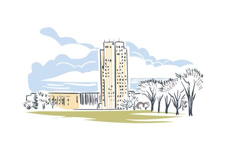 Bismark North Dakota usa America vector sketch city illustration lineのイラスト素材