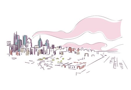 Philadelphia Pennsylvania usa America vector sketch city illustrationのイラスト素材