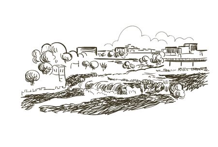 Sioux Falls South Dakota usa America vector sketch city illustrationのイラスト素材