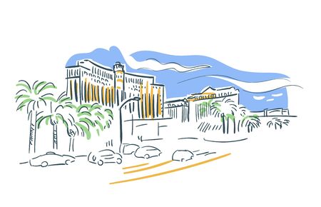 Las Vegas Nevada usa America vector sketch city illustrationのイラスト素材