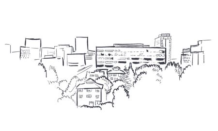 Anchorage Alaska vector sketch line usa landscapeのイラスト素材