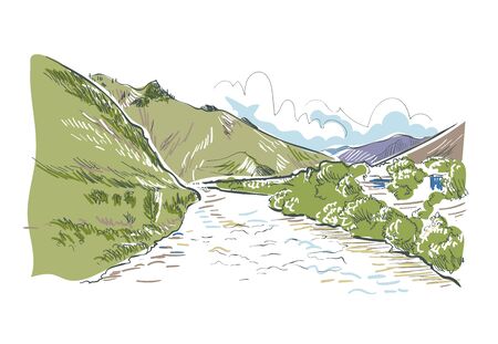 Boise Idaho vector sketch line usa landscapeのイラスト素材