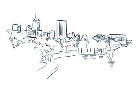 Indiana Indianapolis vector sketch line usa landscapeのイラスト素材
