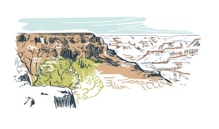canyon Phoenix Arizona vector sketch line usa landscapeのイラスト素材