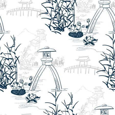 toro stone lighting vector sketch illustration line art japanese chinese orientalのイラスト素材