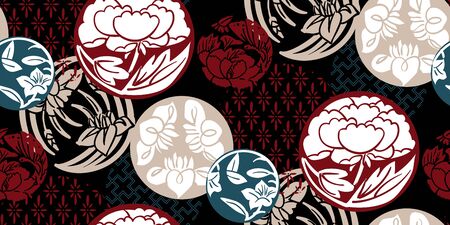 japanese chinese vector design seamless pattern heraldic badgeのイラスト素材