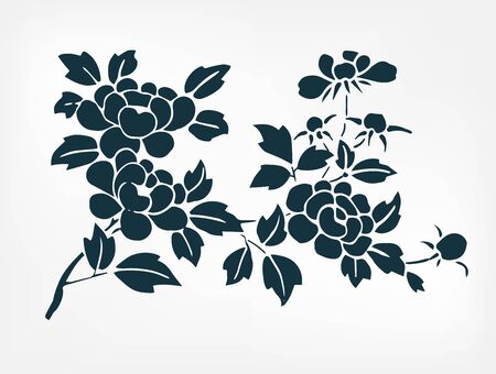 peony design elements japanese chineseのイラスト素材