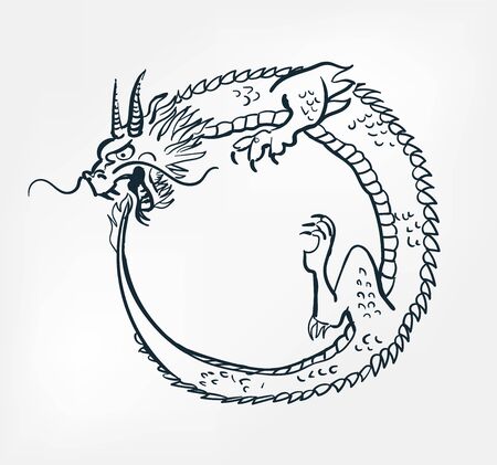 japanese chinese vector design uroborosのイラスト素材