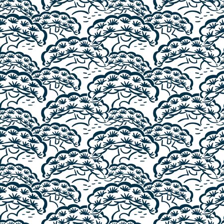 pine tree oriental japanese chinese vector design seamlessのイラスト素材