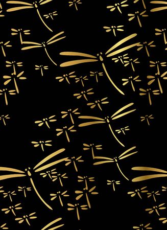 dragonfly oriental japanese chinese vector design seamlessのイラスト素材