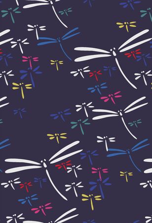 dragonfly oriental japanese chinese vector design seamlessのイラスト素材